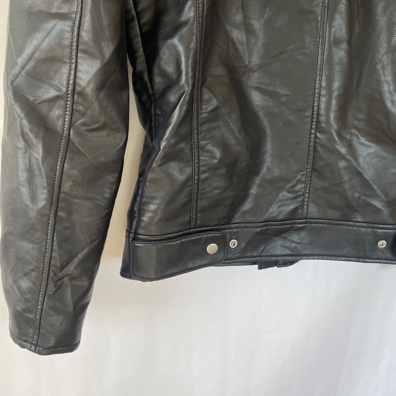美品】ZARA メンズ シングル ライダース レザー フェイクレザー 