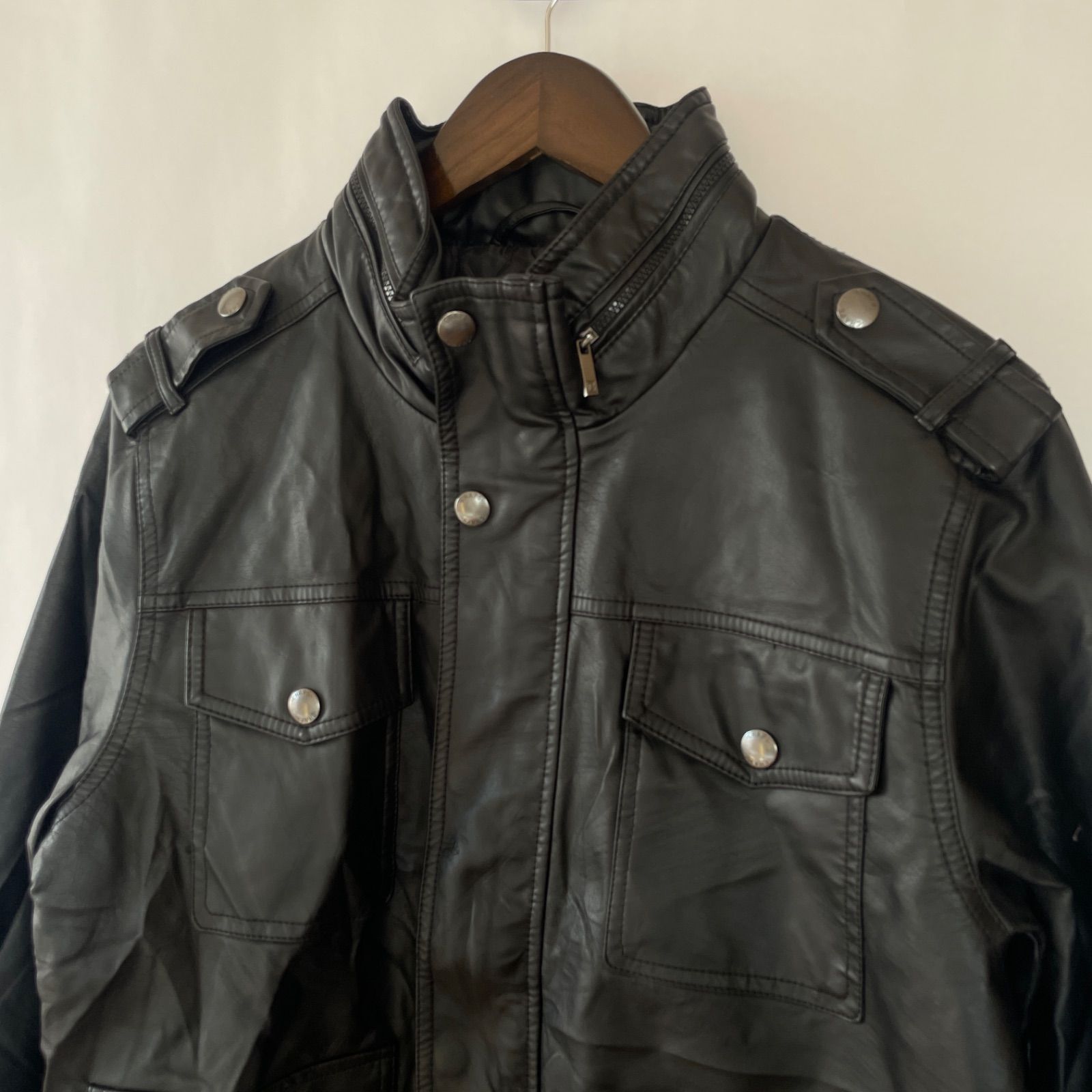 Ralph Lauren モーターサイクル ギミック M65 レザージャケット LIUGOO 本革 M-65タイプ レザーフィールドジャケット メンズ