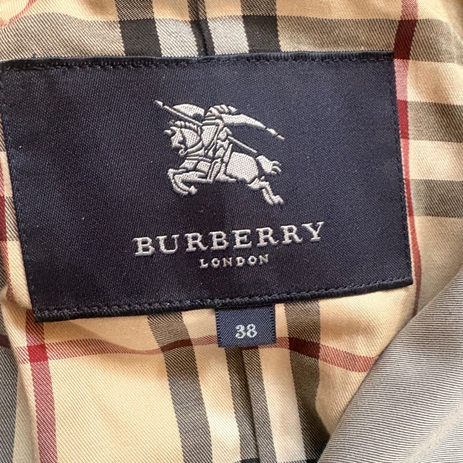 バーバリー ロンドン トレンチコート 38 Mサイズ グレー ノバチェック