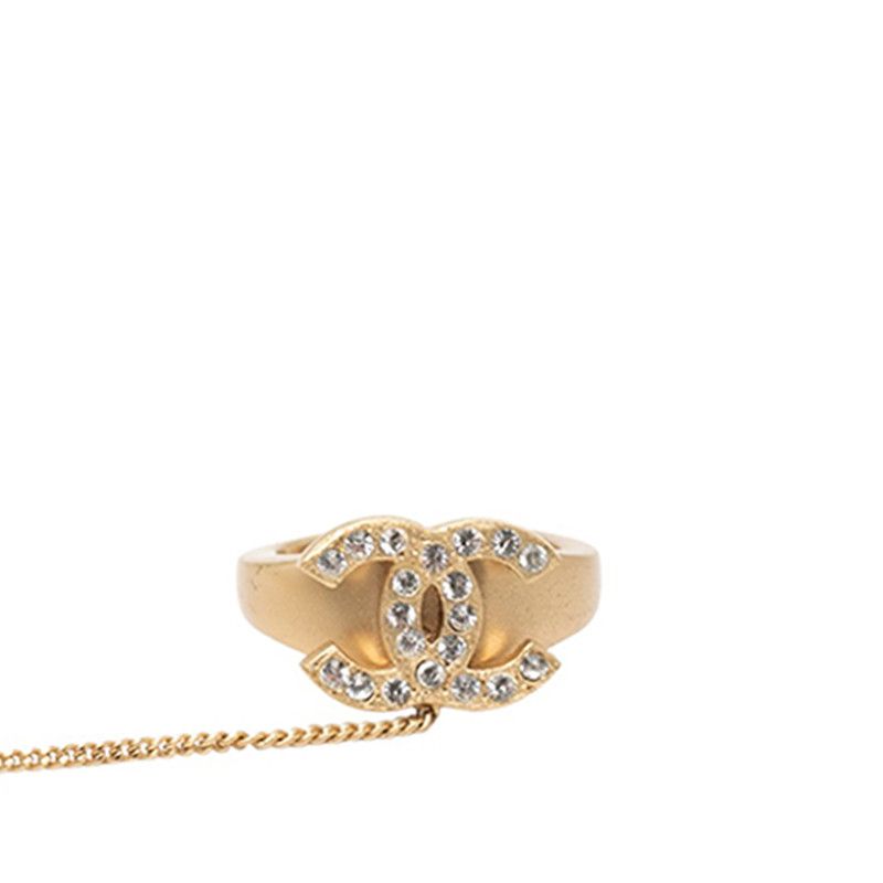 シャネル ココマーク ロゴ ラインストーン ブレスレット リング セット