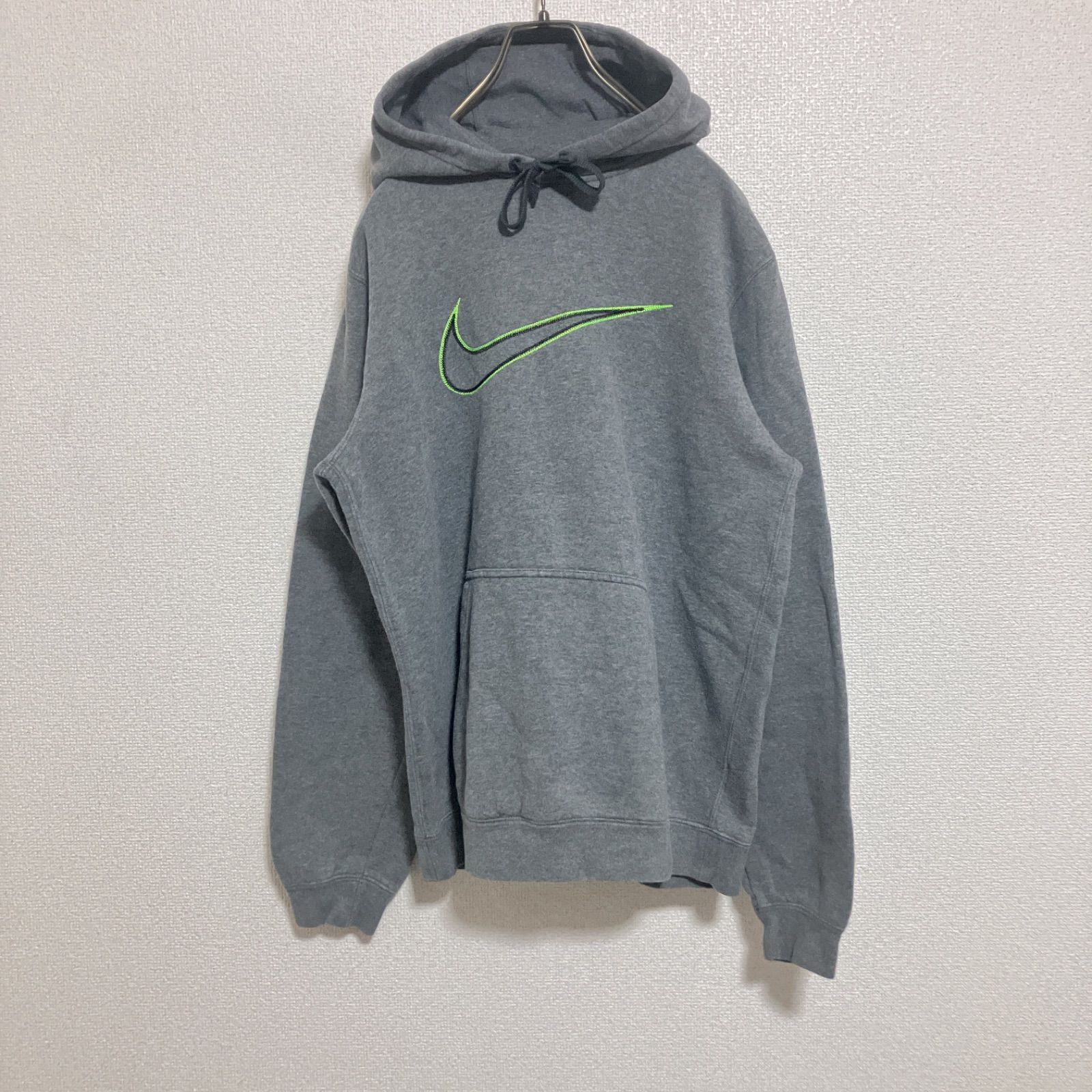 センターロゴ】00s NIKE ナイキ 刺繍 プルオーバーパーカー グレー S 