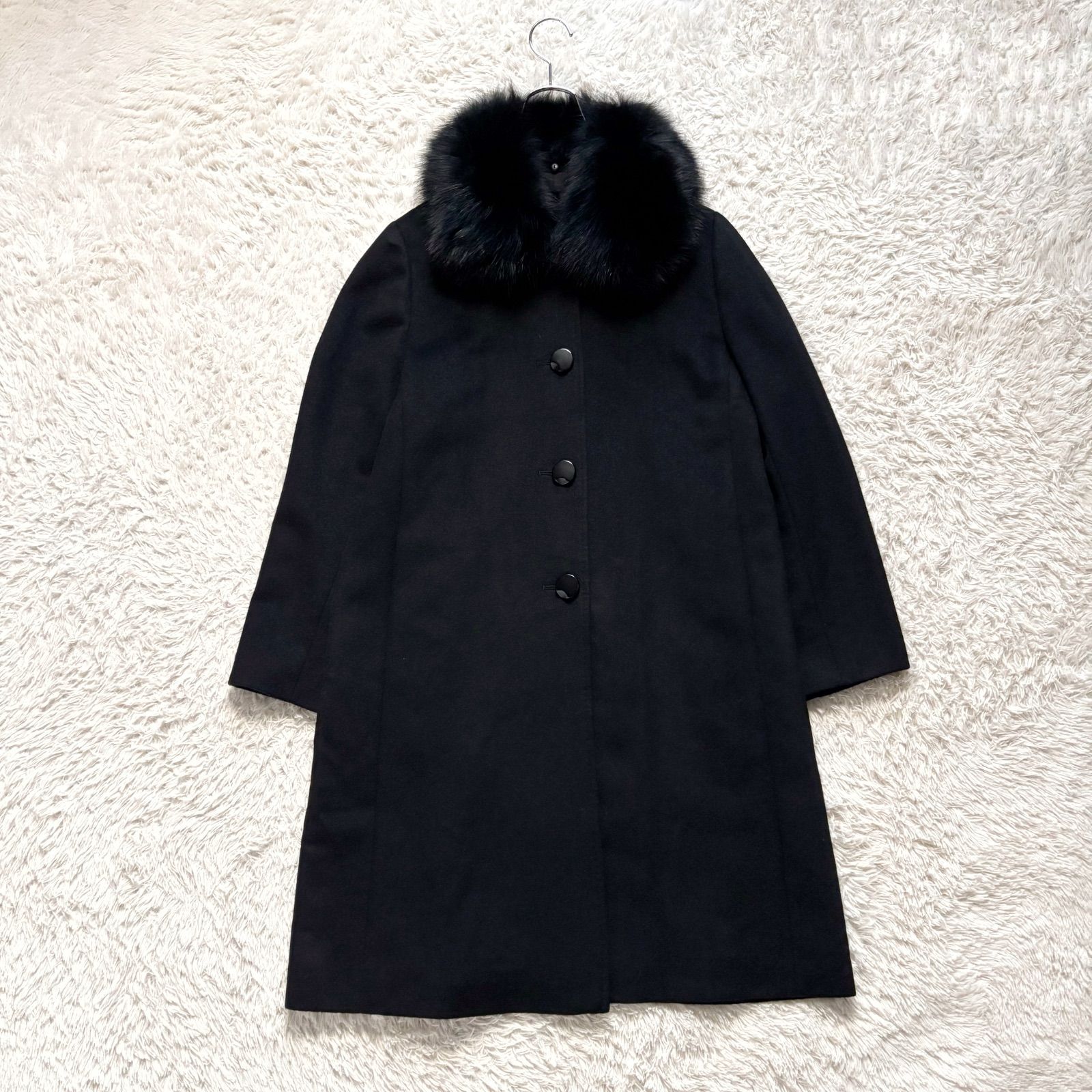 美品 Ushiboura21 ウシボウラ 贅沢カシミヤ100% ロングコート ブルー 