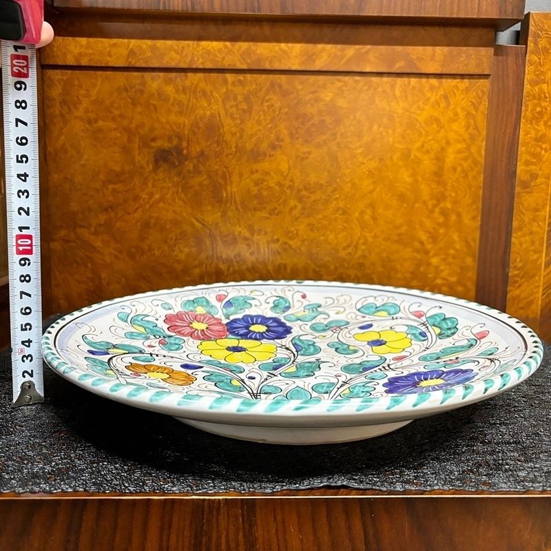 ITALY 陶器イタリア製 飾り皿 38cm 花柄 大皿プレート壁掛け壁面