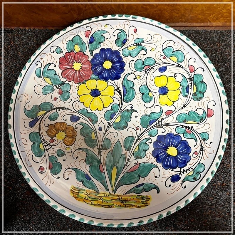 L'Antica Deruta イタリア製 飾り皿 32cm 花 フラワーデザイン 大皿 絵