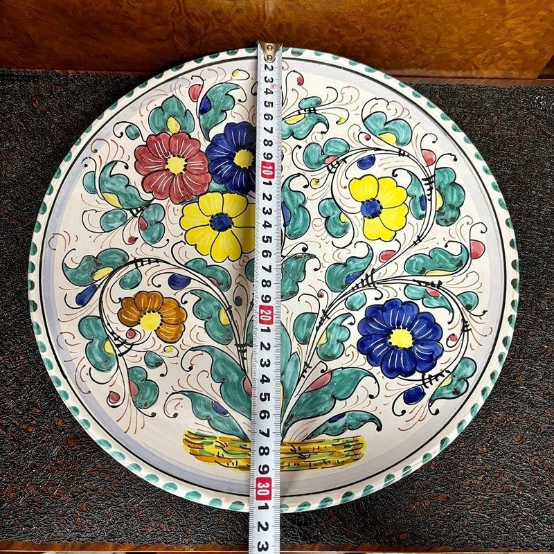 L'Antica Deruta イタリア製 飾り皿 32cm 花 フラワーデザイン 大皿 絵