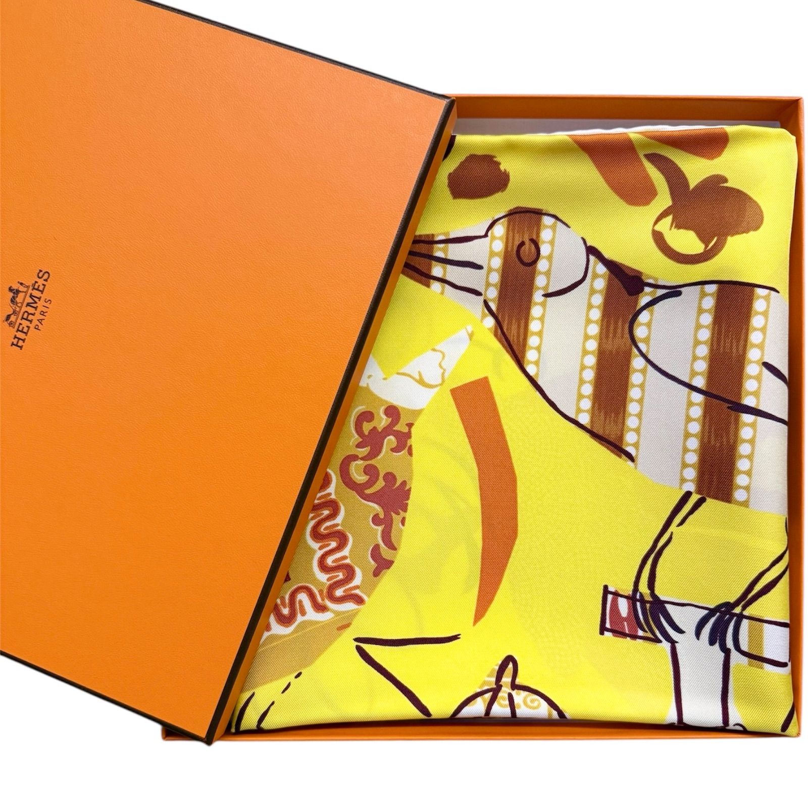 HERMES カレ90 おしゃべりな鳥たちの家 シルクスカーフ 大判 極美品 色映え エルメス シルクスカーフ カレ90 おしゃべりな鳥たちの