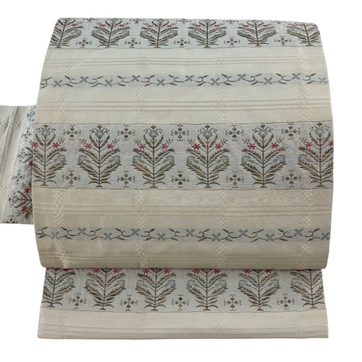 名古屋帯 優品 草花 縞 クリーム 正絹 【中古】 - メルカリ