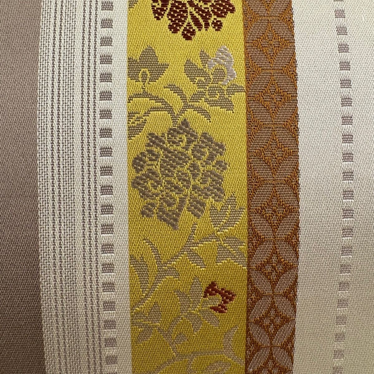 美品】 袋名古屋帯 秀品 こむさでもーど 草花 鳥 ベージュ 正絹 【中古 