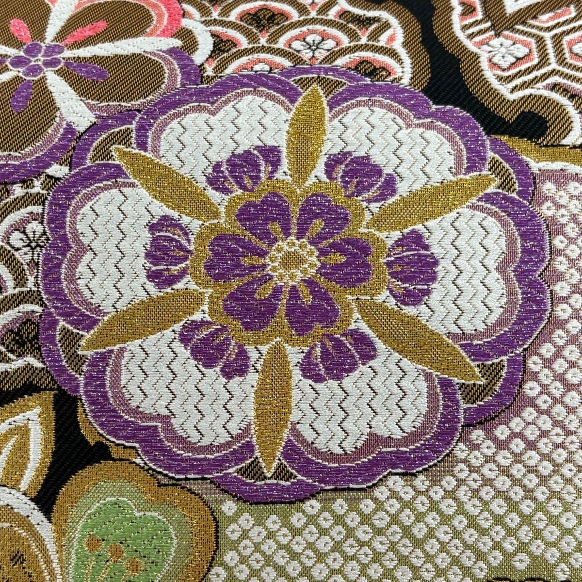 袋帯 秀品 雪輪 桜 唐織 金糸 黒 六通 正絹 【中古】 - メルカリ