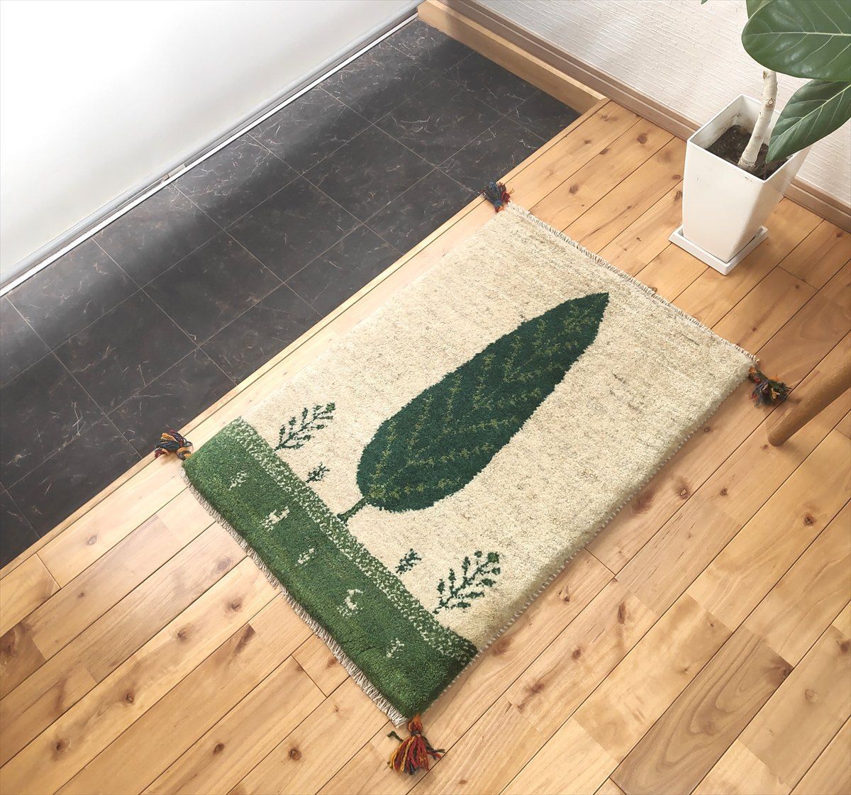 ペルシャ ギャッベ 玄関マット ラグ 90x60㎝ 糸杉 RJ16415 - メルカリ