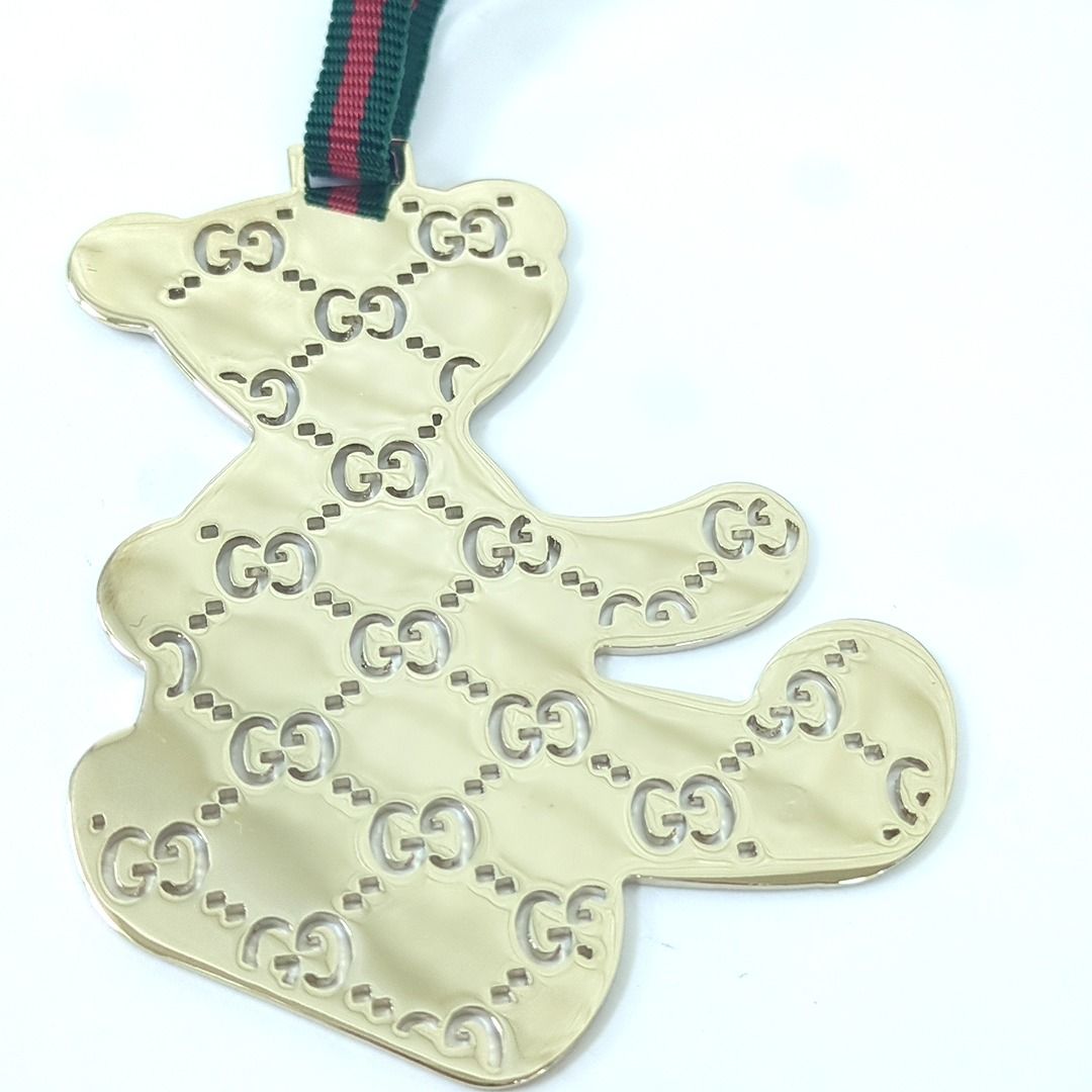 ☆GUCCI ☆ベア☆ガラス ☆シルバー☆オーナメント☆新品未使用☆大きめ☆ グッチ テディベア オーナメント キーホルダー シェリーライン