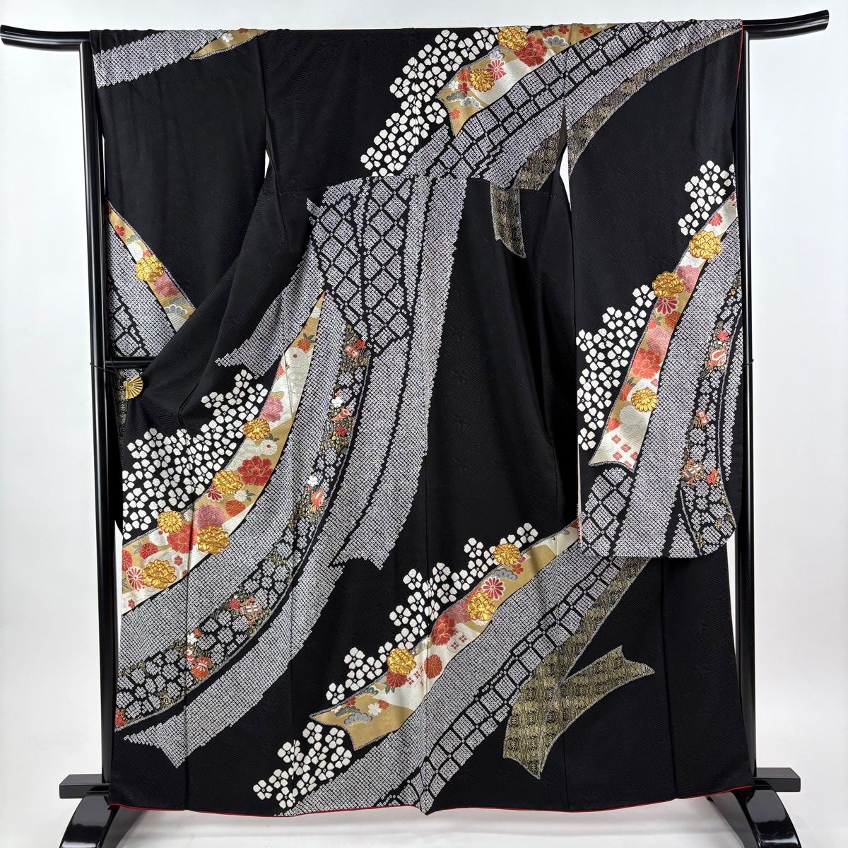 振袖 身丈163cm 裄丈67cm M 袷 袋帯フルセット 宝尽くし 菊 絞り 金糸