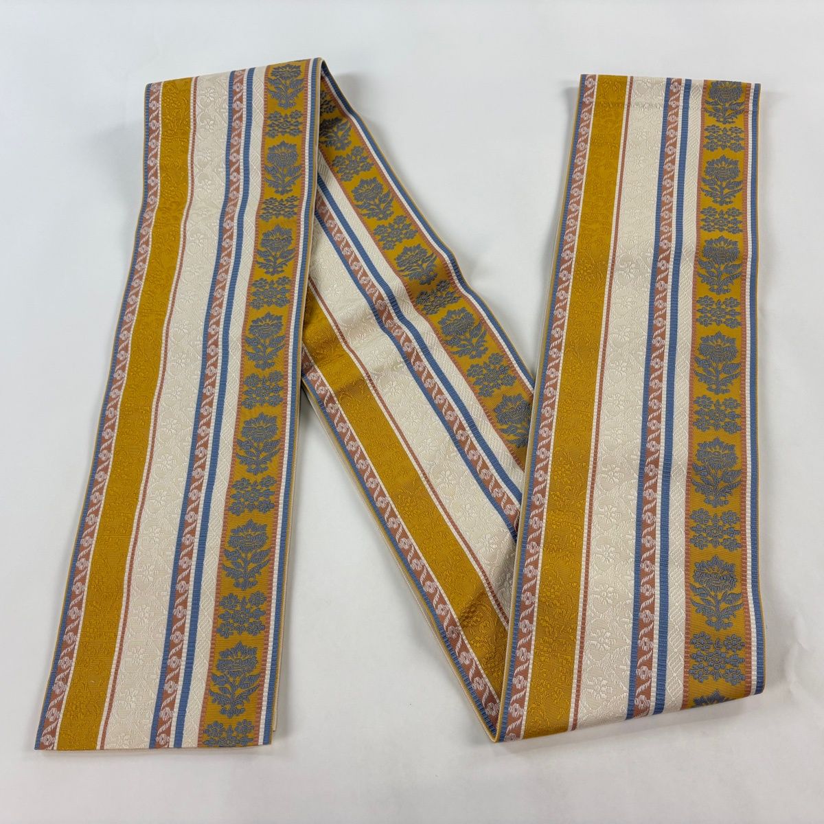 半幅帯 博多織 名物裂 笹蔓 西村織物 証紙あり 半幅帯 博多織 名物裂