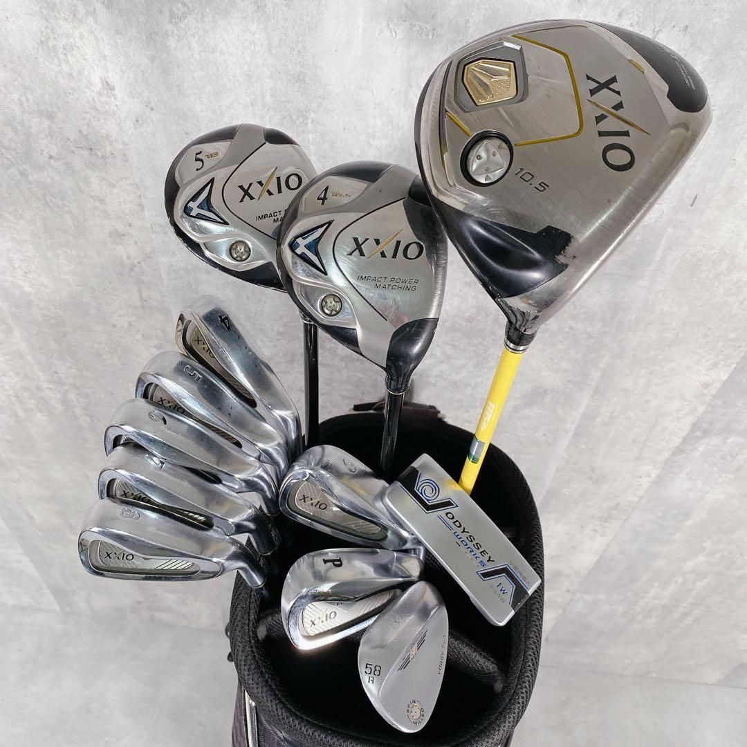 V902 XXIO ゴルフクラブ メンズ フルセット ブラックチェック おしゃれ
