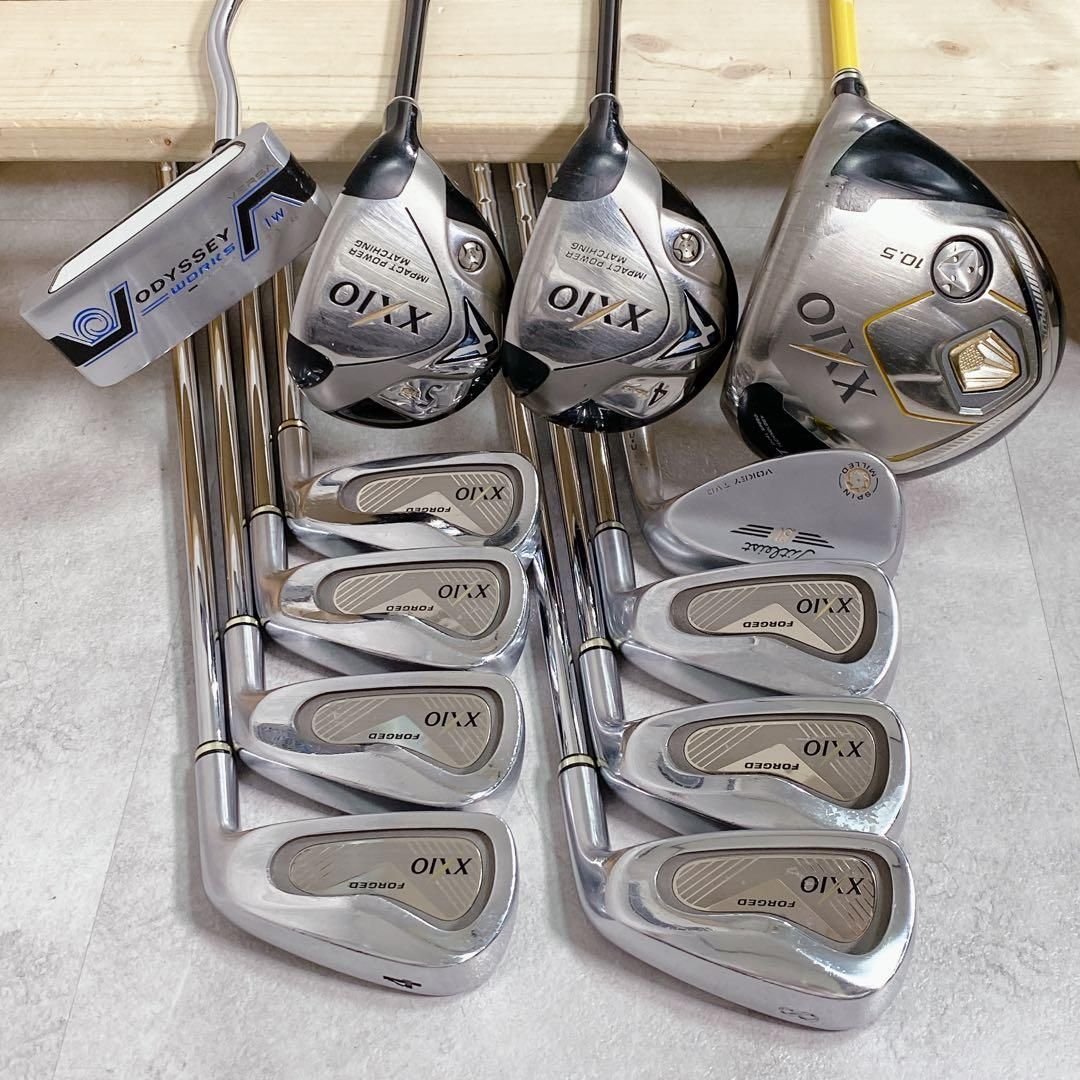 V902 XXIO ゴルフクラブ メンズ フルセット ブラックチェック おしゃれ