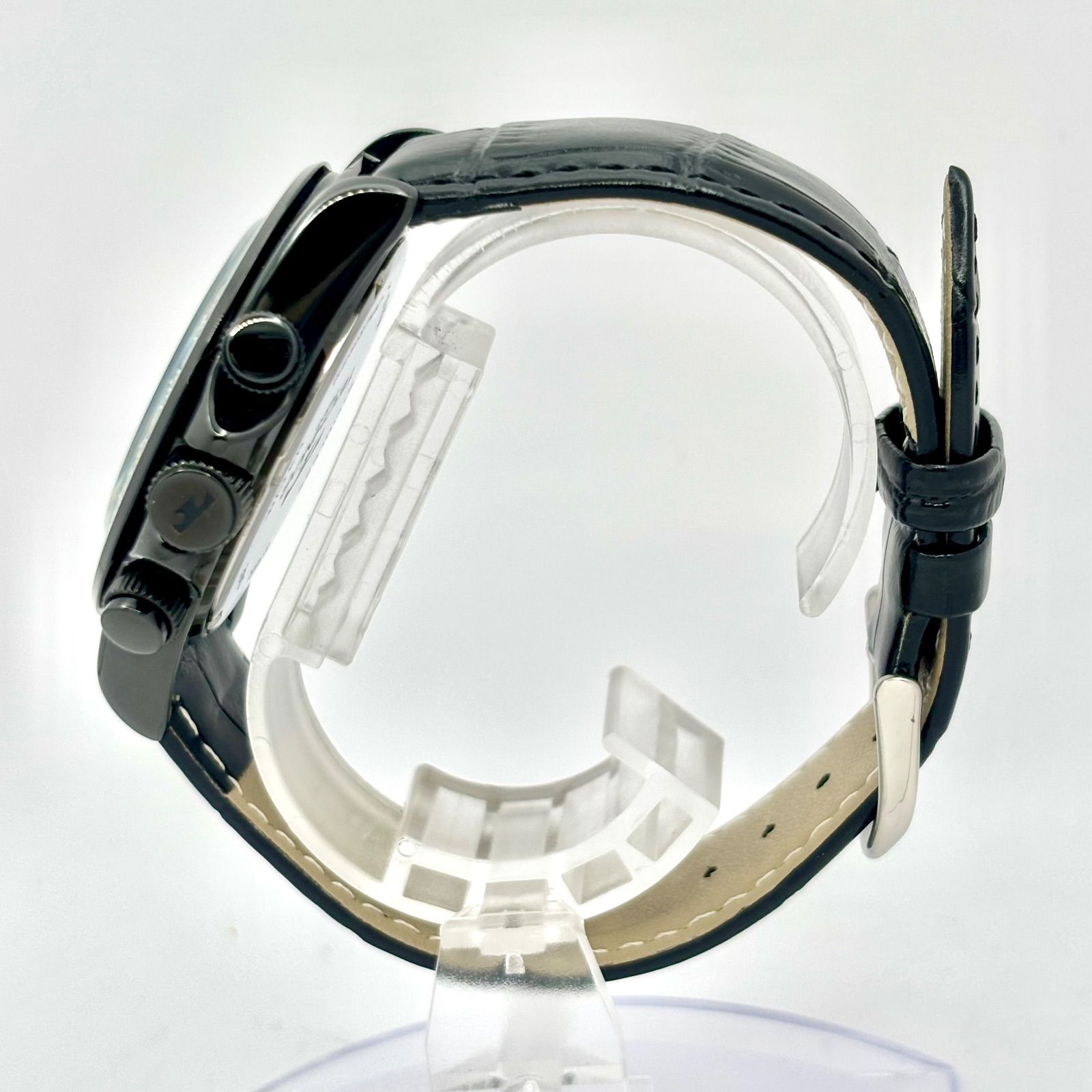 稼働品 テクノス クロノグラフ ブラック メンズ 腕時計 電池交換済 