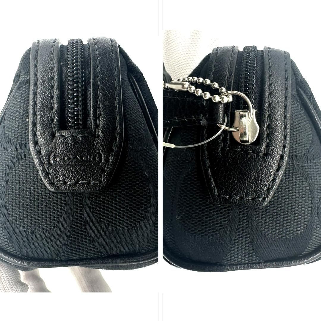 タグ付き】コーチ COACH キャンバス シグネチャー ポーチ ブラック