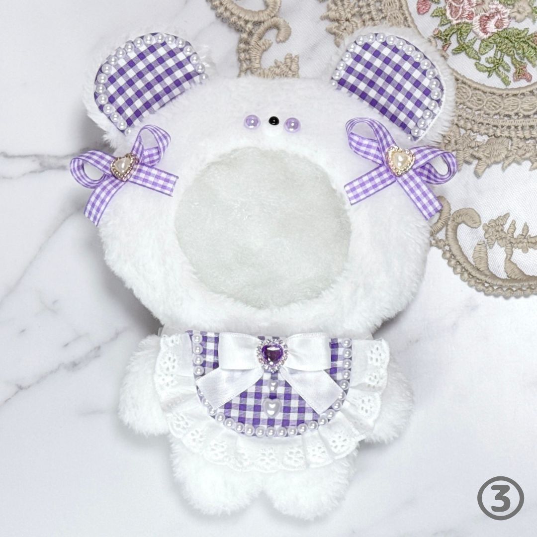 N01-W1】ぬい服 着ぐるみ 15～16cm くま耳 スタイ付き ぬいぐるみ服