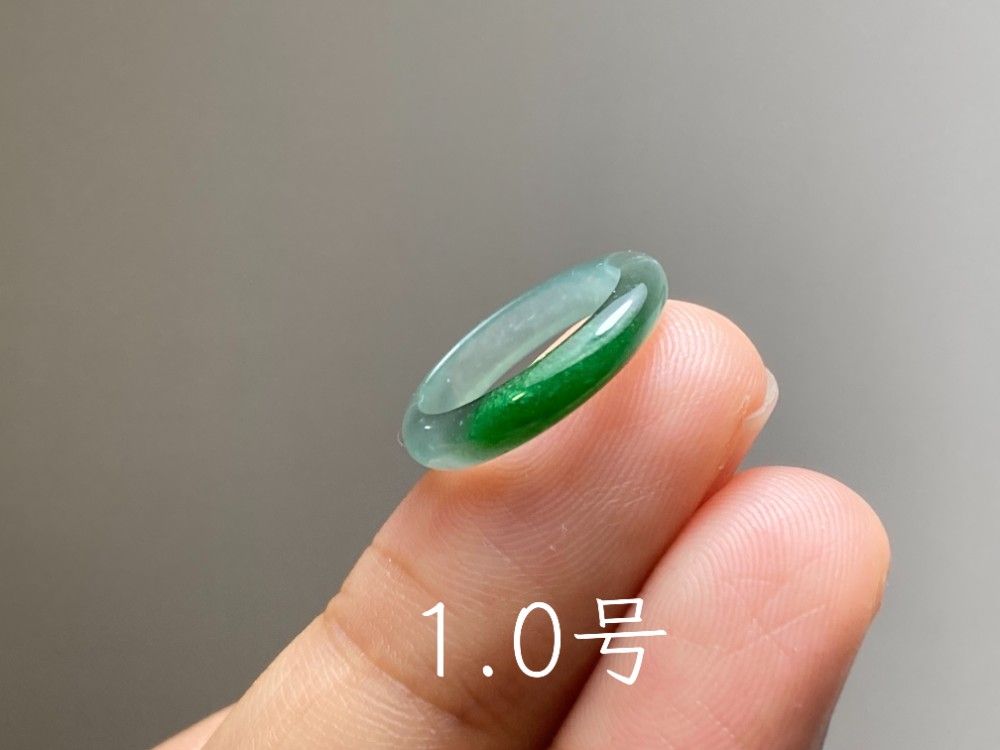 L15-234 ピンキーリング 氷種 1.0号 薄青深緑 グアテマラ産 A貨 本翡翠