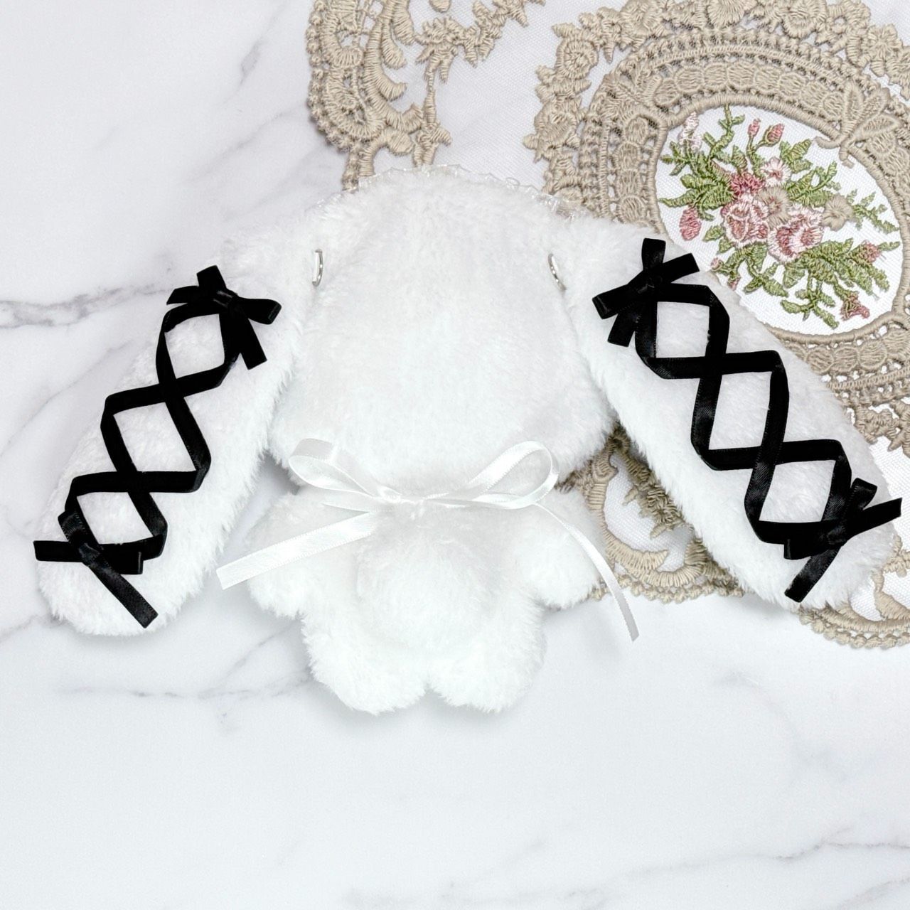 N02-W1】ぬい服 着ぐるみ 10～12cm ちびぐるみ たれ耳うさぎ リボン