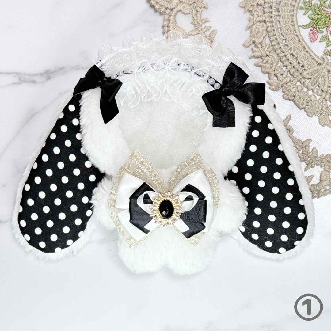 N02-W1】ぬい服 着ぐるみ 10～12cm ちびぐるみ たれ耳うさぎ リボン