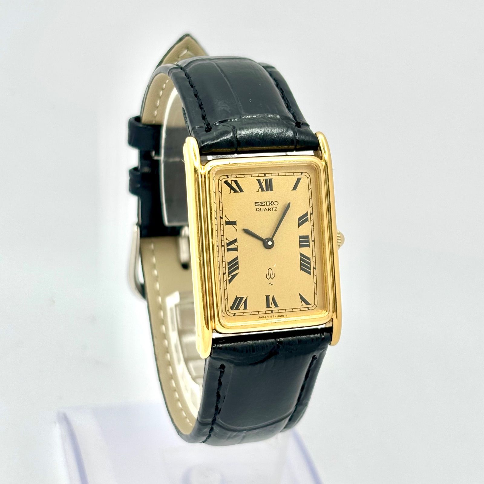 新品電池】SEIKO セイコー メンズ 腕時計 レクタンギュラー ゴールド 