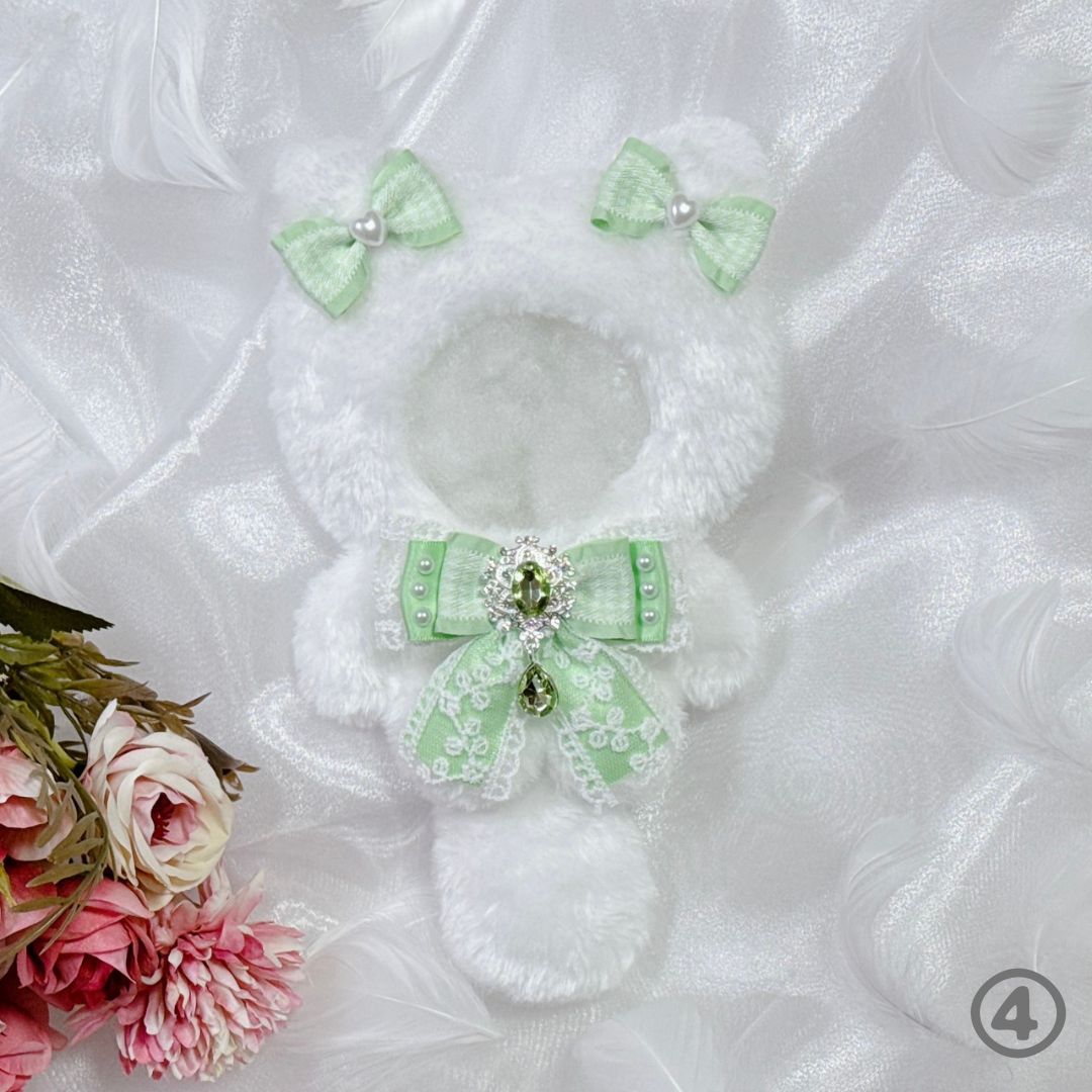 N04-W1】ぬい服 着ぐるみ 10～12cm ちびぐるみ ねこ耳 リボン付き
