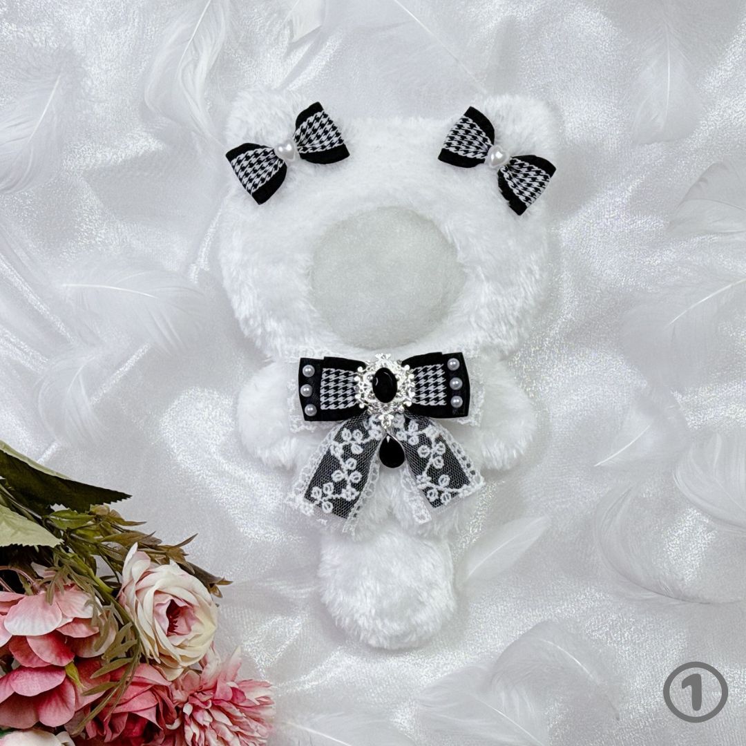 N04-W1】ぬい服 着ぐるみ 10～12cm ちびぐるみ ねこ耳 リボン付き