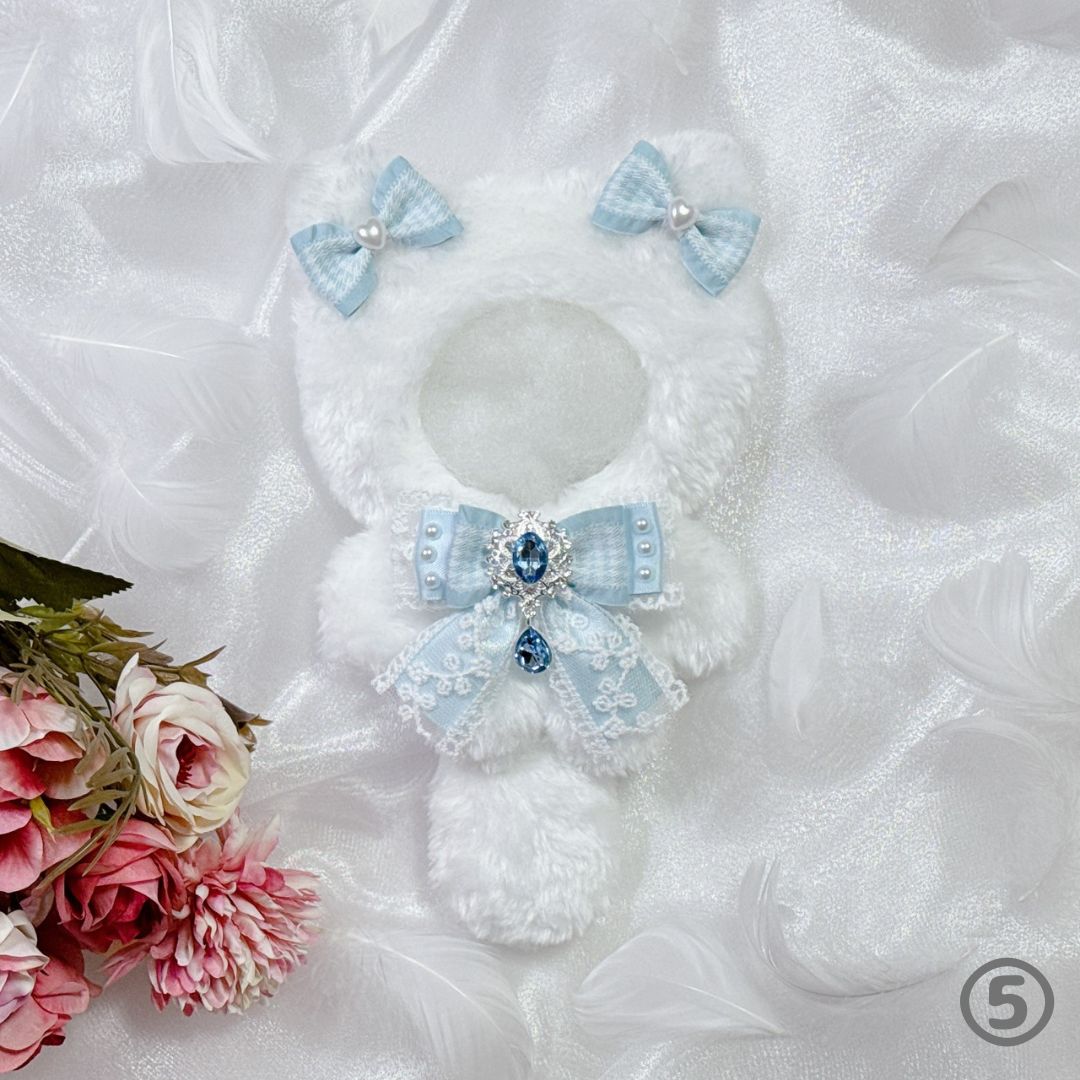 N04-W1】ぬい服 着ぐるみ 10～12cm ちびぐるみ ねこ耳 リボン付き