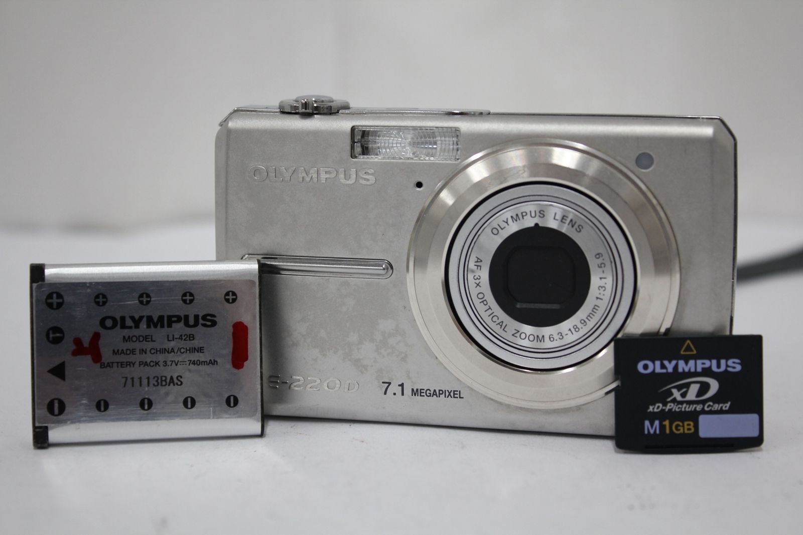 返品保証】 オリンパス Olympus FE-220D 3x バッテリー付き コンパクト