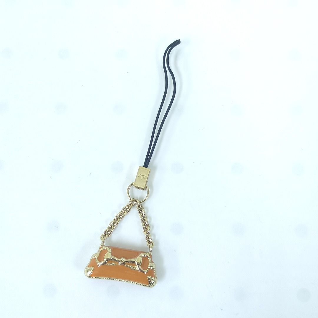 グッチ ストラップ チャーム バッグ モチーフ オレンジ系 イタリア製