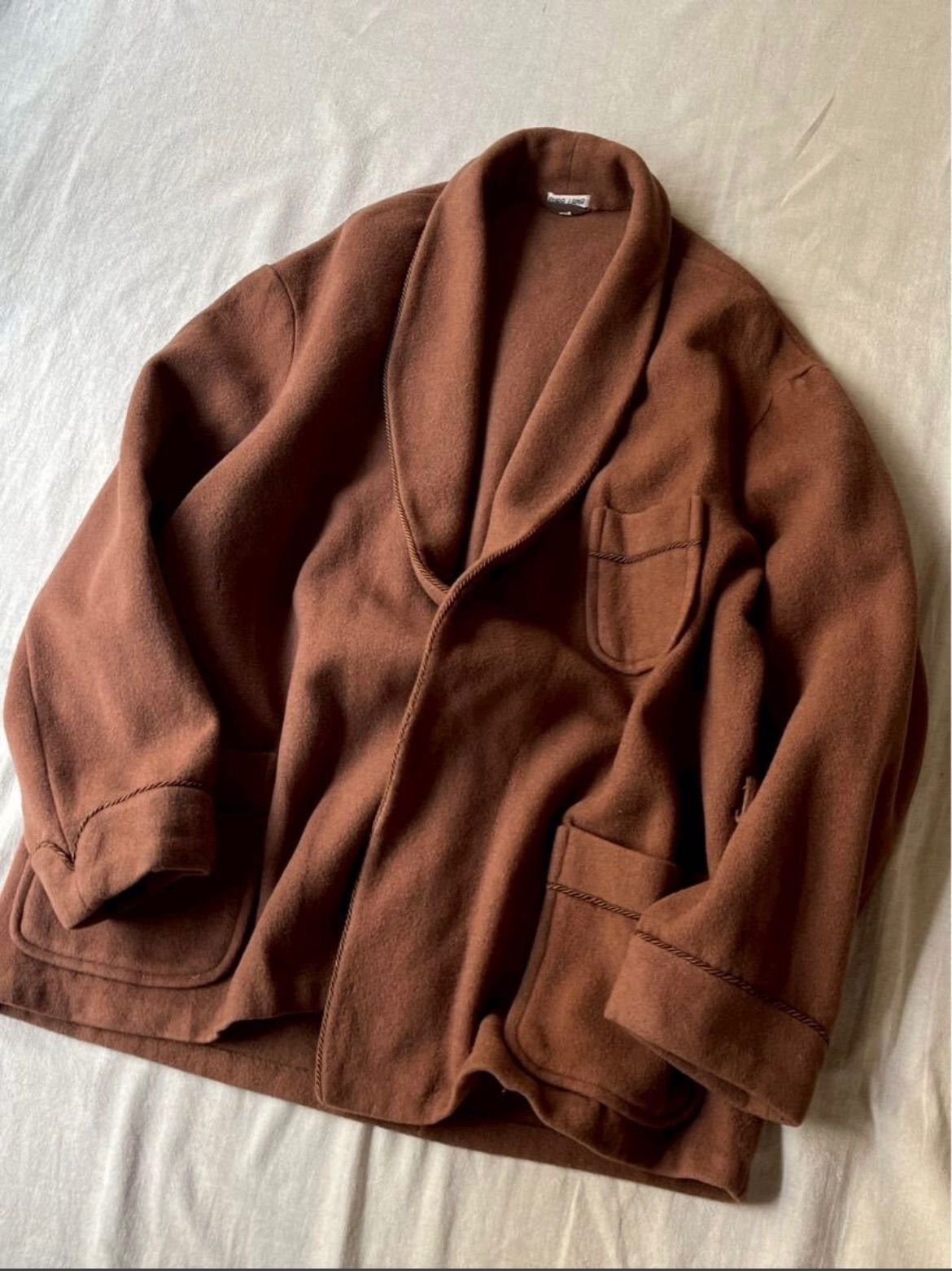 70s 80s Euro vintage スモーキング ジャケット / 52 ウール ブラウン