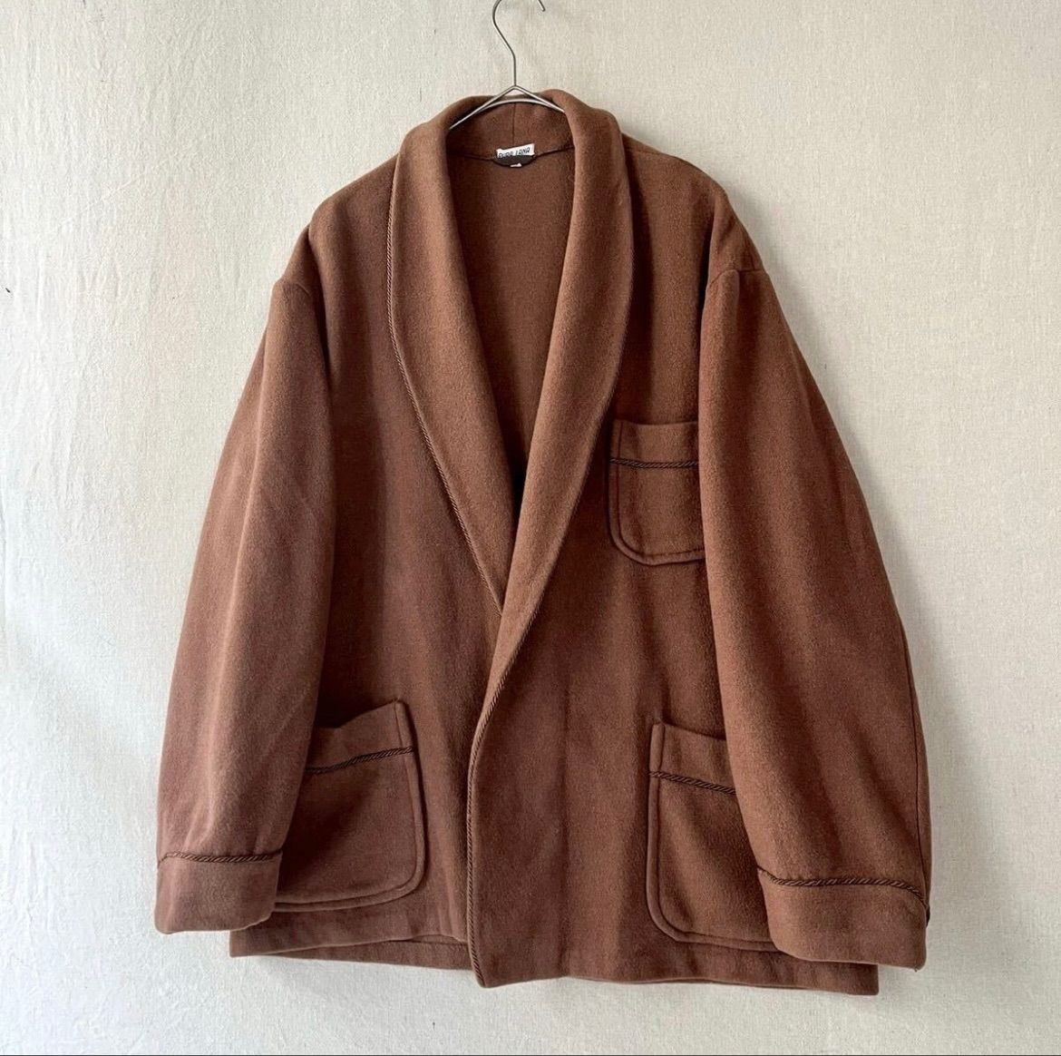 70s 80s Euro vintage スモーキング ジャケット / 52 ウール ブラウン