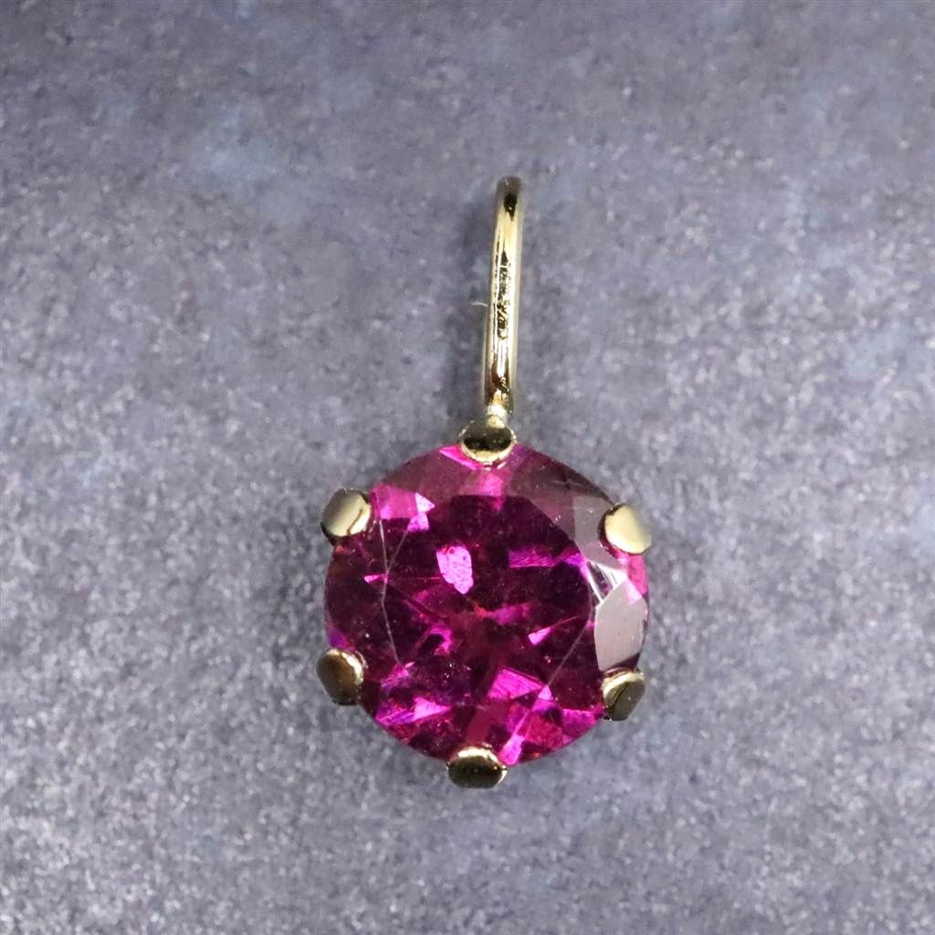 パープルガーネット 5mmラウンド ペンダントトップ チャーム K18YG