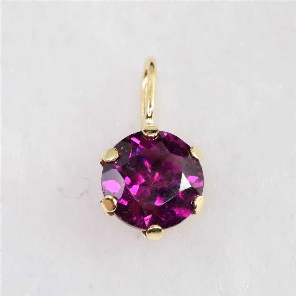 K18　パープル　ガーネット　トップ　ペンダント　約1.1g YG K18 パープル ガーネット トップ ペンダント 約1.1g YG 18金
