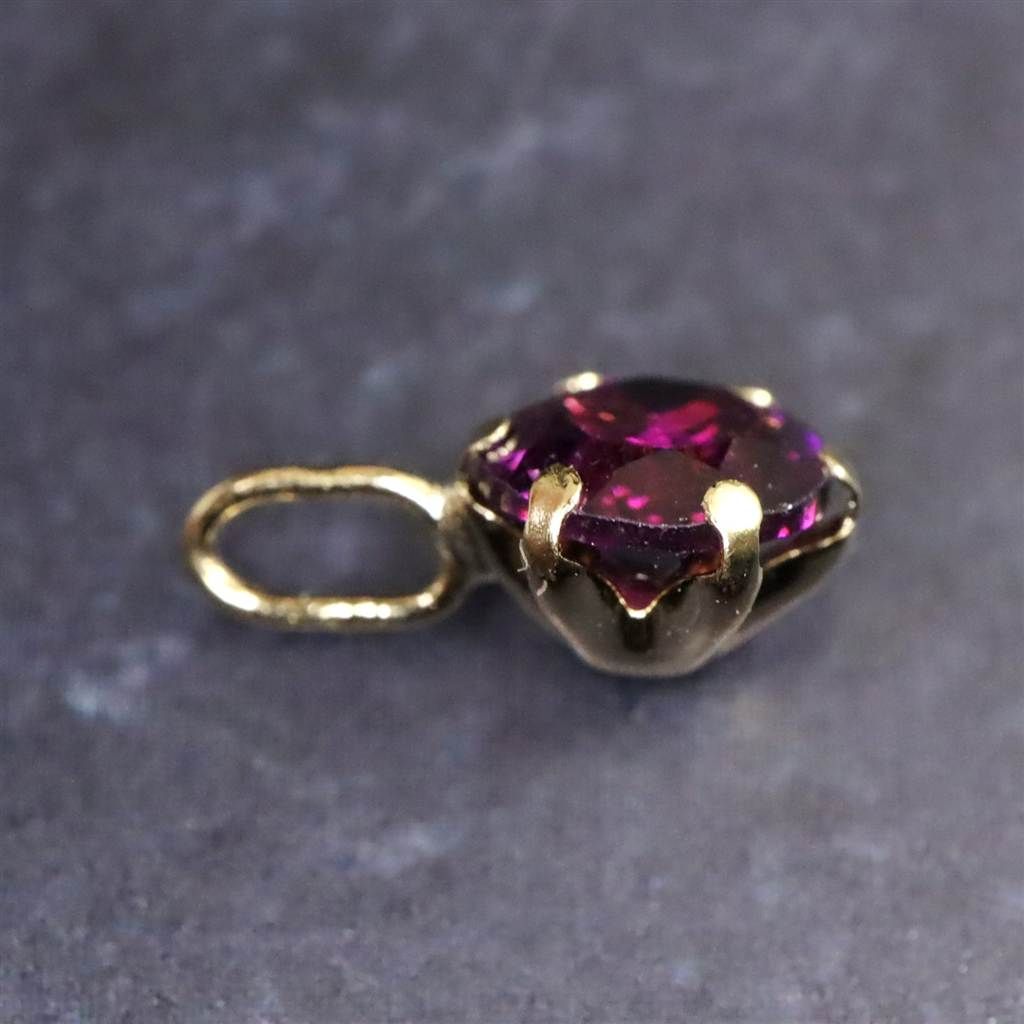 K18　パープル　ガーネット　トップ　ペンダント　約1.1g YG K18 パープル ガーネット トップ ペンダント 約1.1g YG PURPLE GARNET