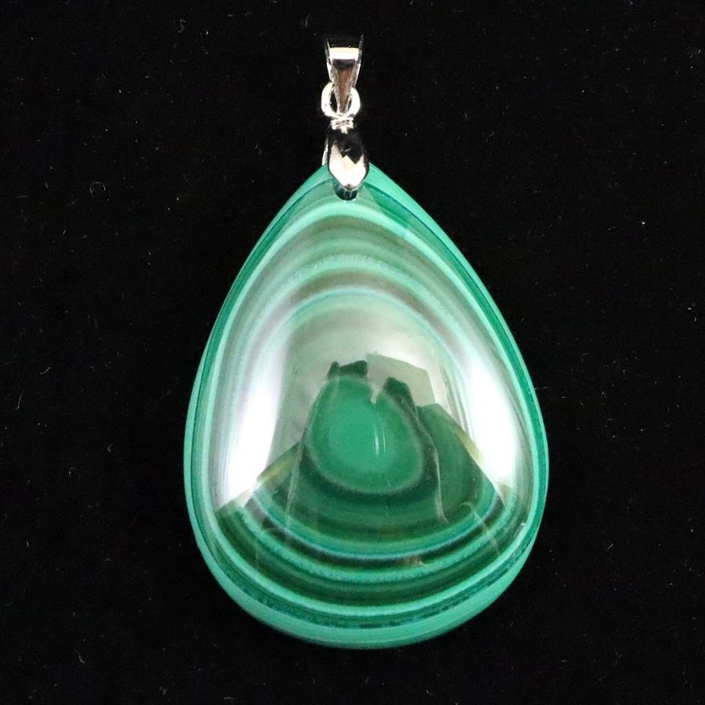 天眼マラカイト 孔雀石 36mmペアシェイプ ペンダントトップ 16.9g