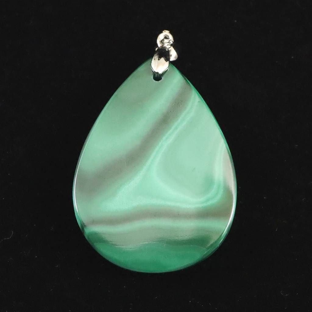 天眼マラカイト 孔雀石 36mmペアシェイプ ペンダントトップ 16.9g