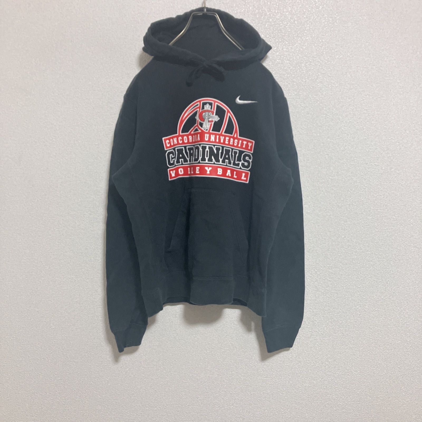 ロゴ刺繍】00s NIKE ナイキ プルオーバーパーカー CARDINALS 黒 M