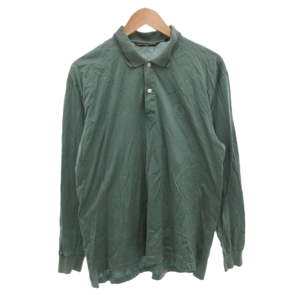 クリスチャンディオール Christian Dior ポロシャツ ロゴ刺繍 長袖 L