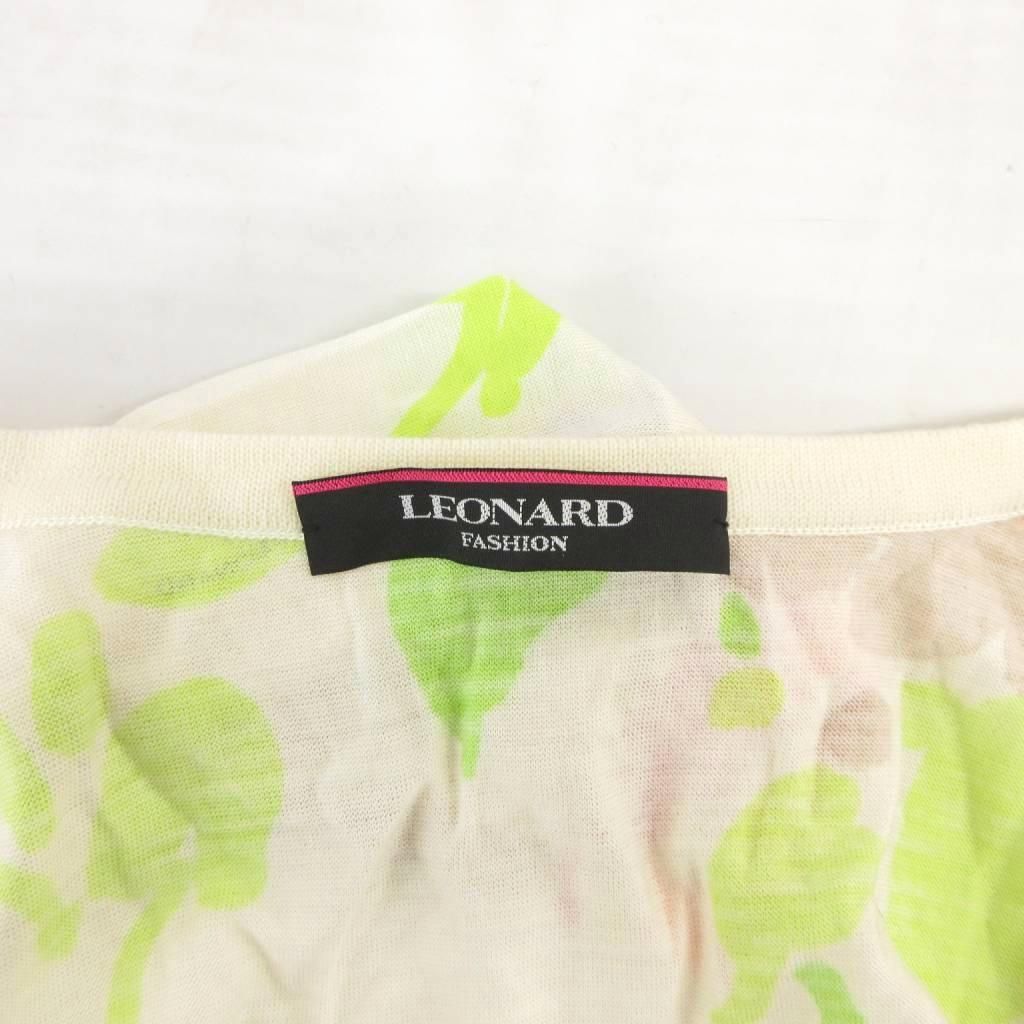 レオナール LEONARD カーディガン シルク混 40 アイボリー 花柄  