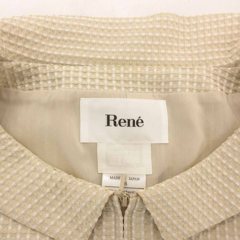ルネ Rene ジャケット ブルゾン ジップアップ 36 ベージュ ラウンド