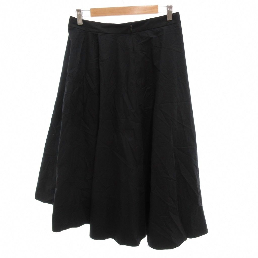 ドゥロワー Drawer コットン フレアスカート ロング 38 紺 ネイビー