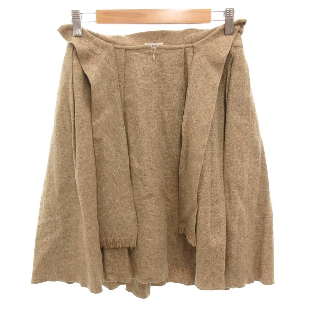 フォクシー FOXEY フレアスカート ギャザー 絹 シルク 38 ベージュ A