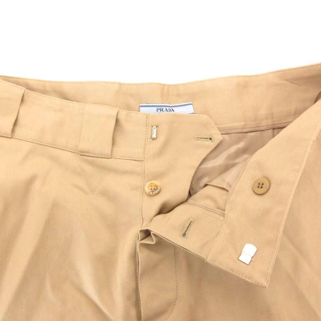 プラダ PRADA フレアスカート 38 ベージュ Aライン ショート丈 ベルト