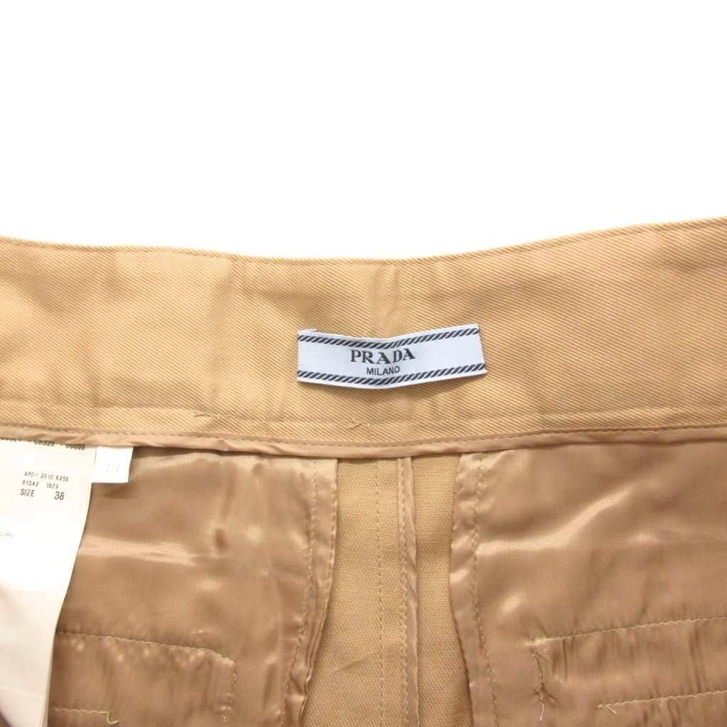 プラダ PRADA フレアスカート 38 ベージュ Aライン ショート丈 ベルト