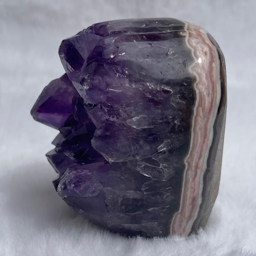 瑪瑙共生 280g】ブラジル産 アメジスト クラスター 天然石 原石 高品質