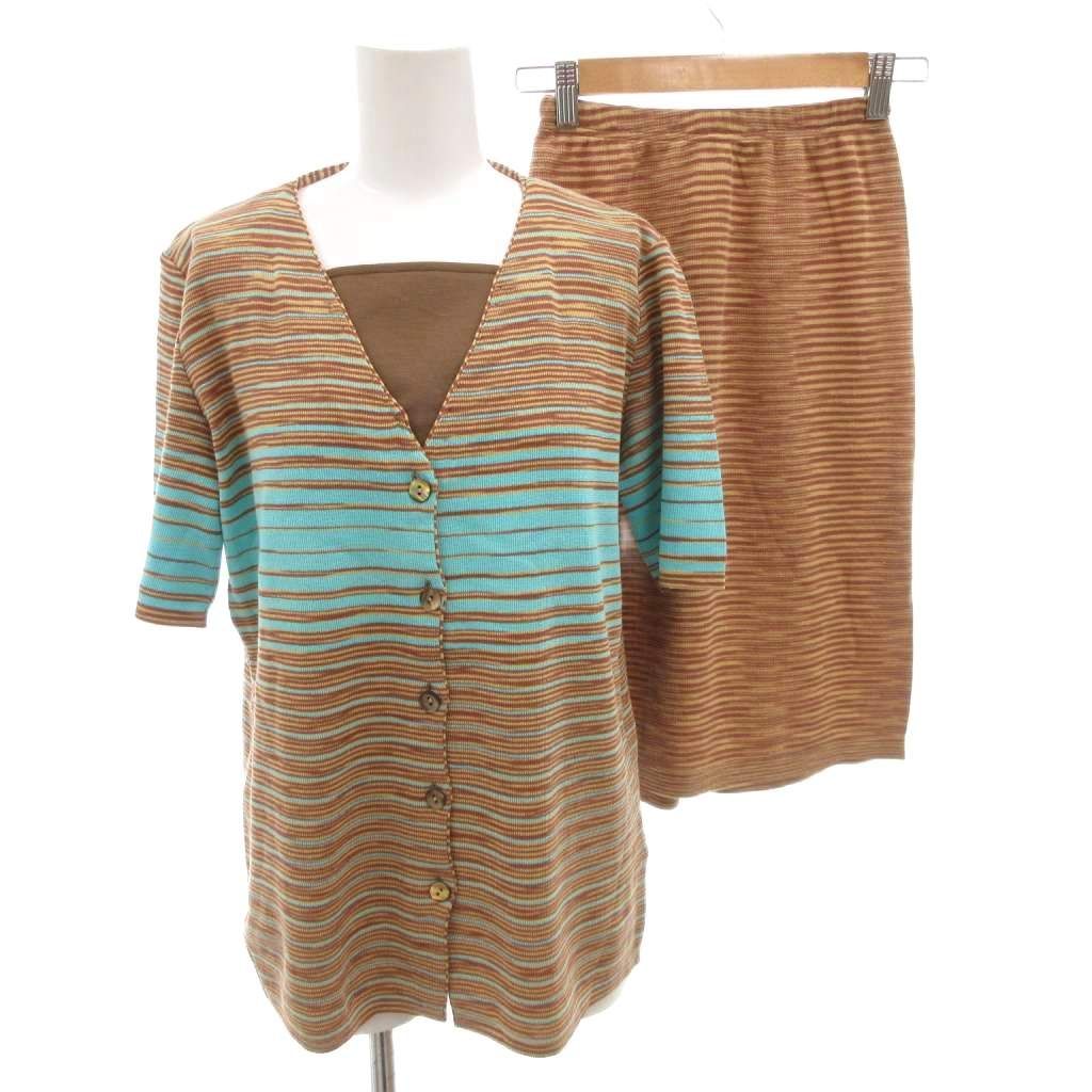 ミッソーニ MISSONI セットアップ カーディガン スカート 42 茶