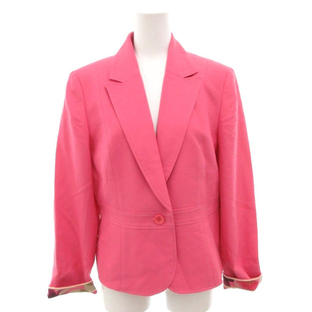 レオナール テーラードジャケット レオナール LEONARD テーラードジャケット ウール 11AR ピンク 花がら