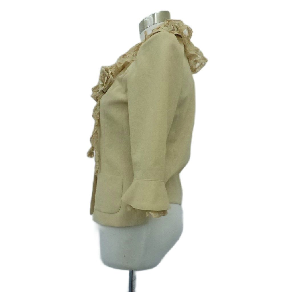 インゲボルグ INGEBORG ジャケット ショールカラー M ベージュ 七分袖  